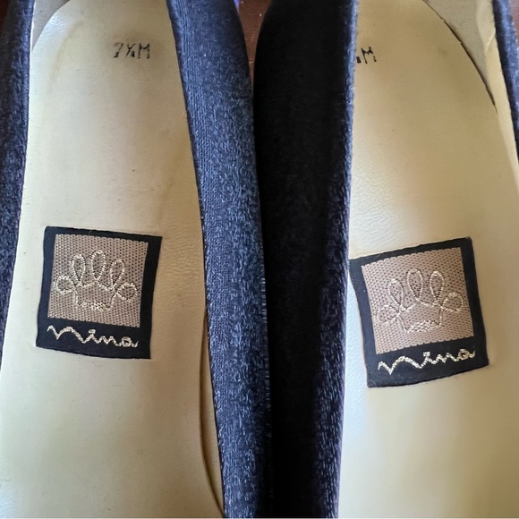 Nina Black Textured Fabric Pumps Block Heels US7.5 - Picture 9 of 9